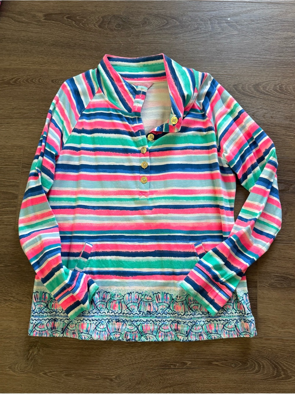 Lilly Pulitzer Striped Button-Neck Pullover